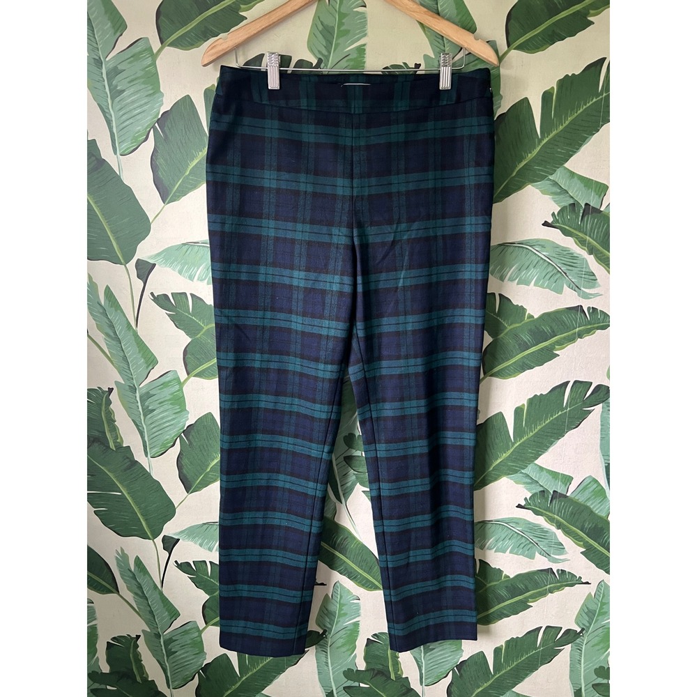 Lands' End Slim Leg Trousers Women 8T Green Plaid